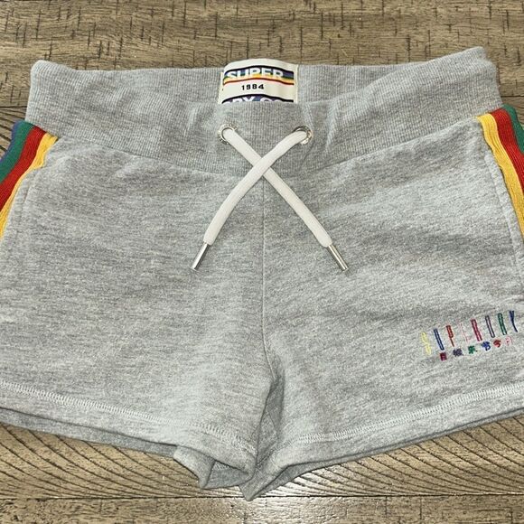 Rainbow 🌈 5Stripe Vintage Superdry Super Cool 🆒 shorts 🩳 2 Pockets drawstring 🌈 - Picture 8 of 17